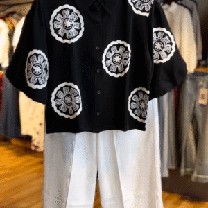 Embroidered Crop Shirt – Chic & Elegant